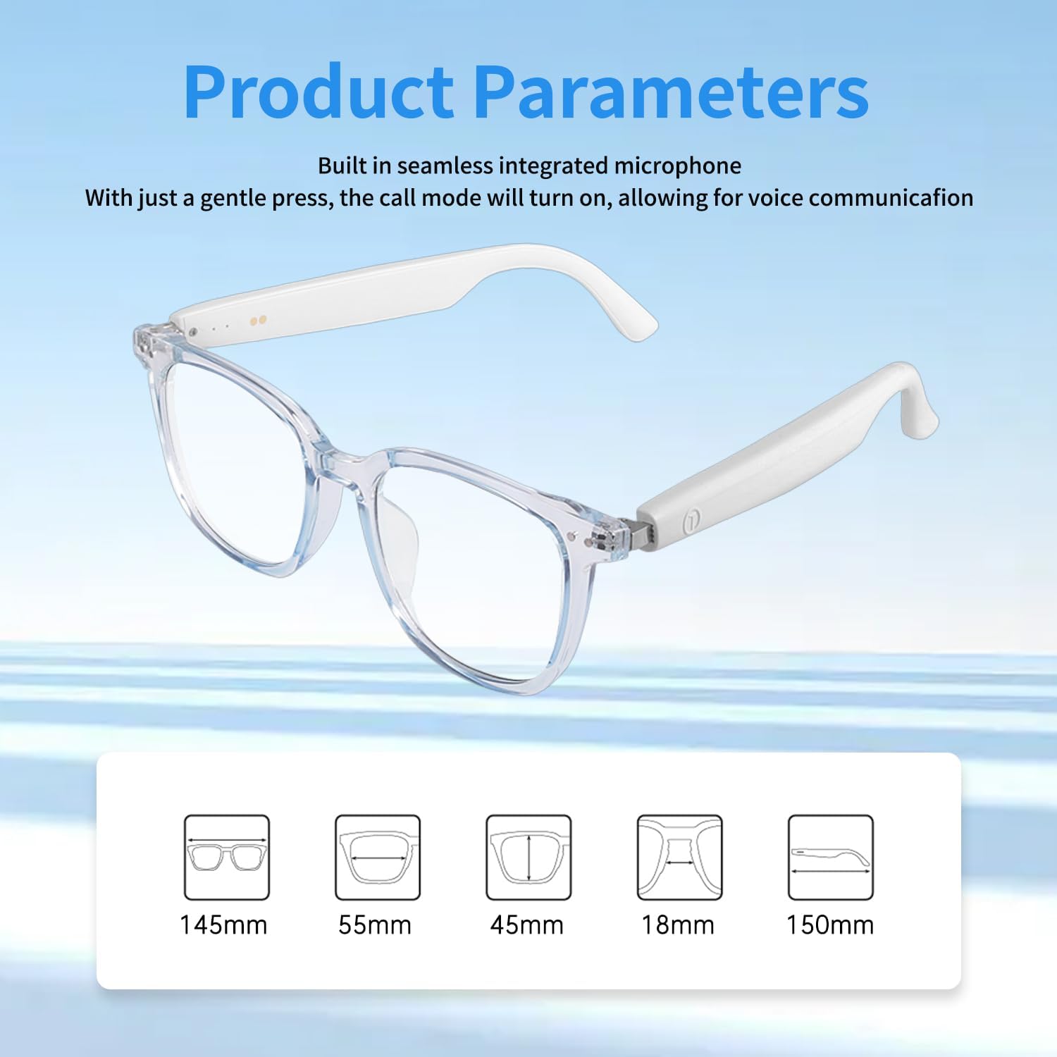 Bluetooth Audio Smart Glasses, Blue Light Glasses for Women Men, Remote Shooting, Open Ear Sound Mic &Speakers, Magnetic Charging, Color-Changing & Polarized Lenses, Voice Assistant (GS07-Clear) - Image 2
