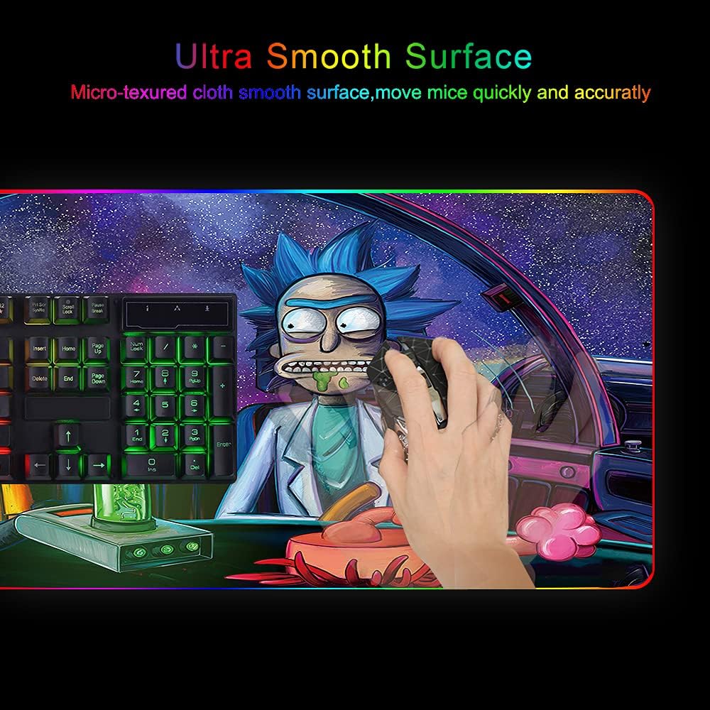 RGB Mouse Pad LED Light Gaming Mouse Pad with Rubber Base Colorful Computer Carpet Desk Mat for PC Laptop (35.4 * 15.7 inch) (90x40rgfeidie) - Image 4