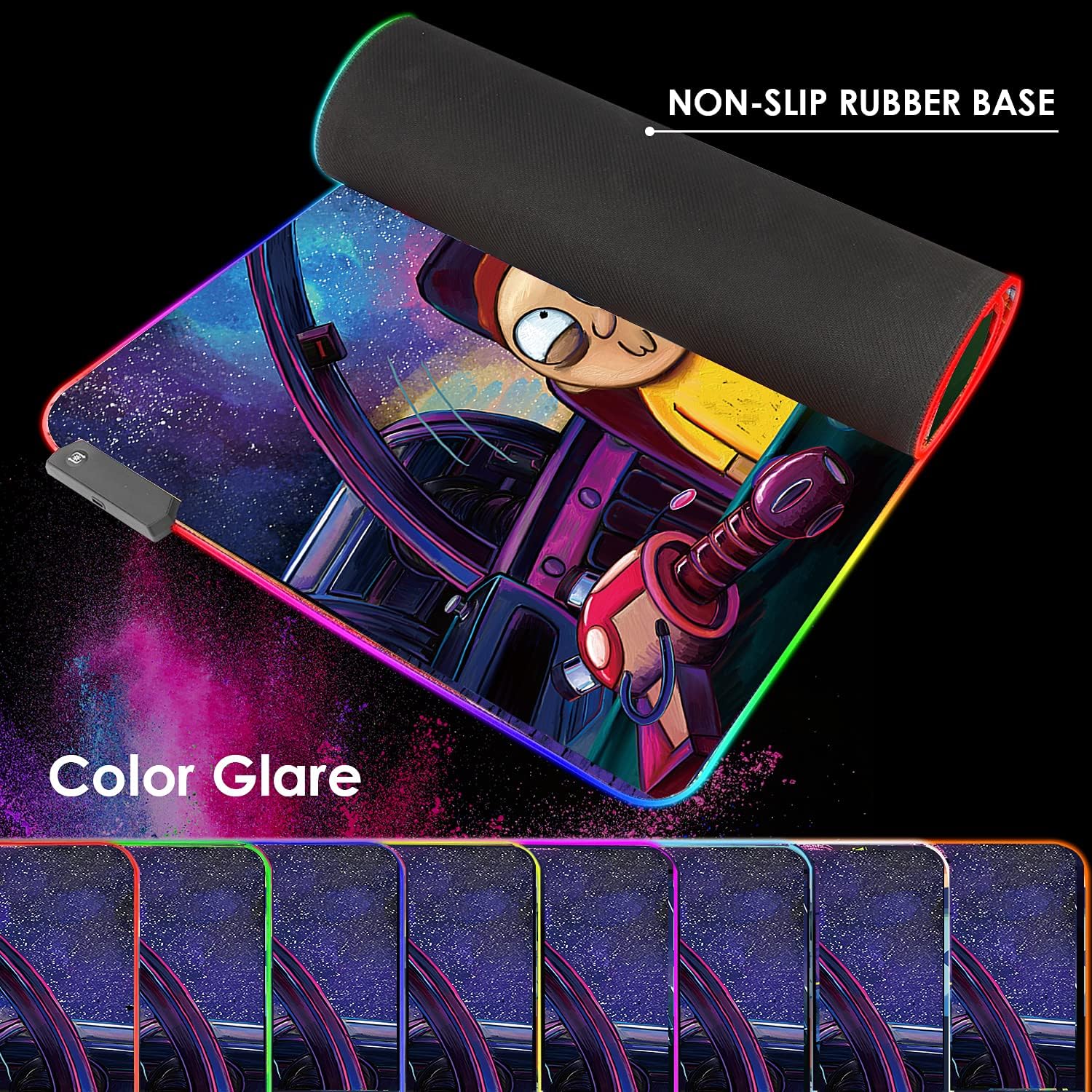 RGB Mouse Pad LED Light Gaming Mouse Pad with Rubber Base Colorful Computer Carpet Desk Mat for PC Laptop (35.4 * 15.7 inch) (90x40rgfeidie) - Image 5