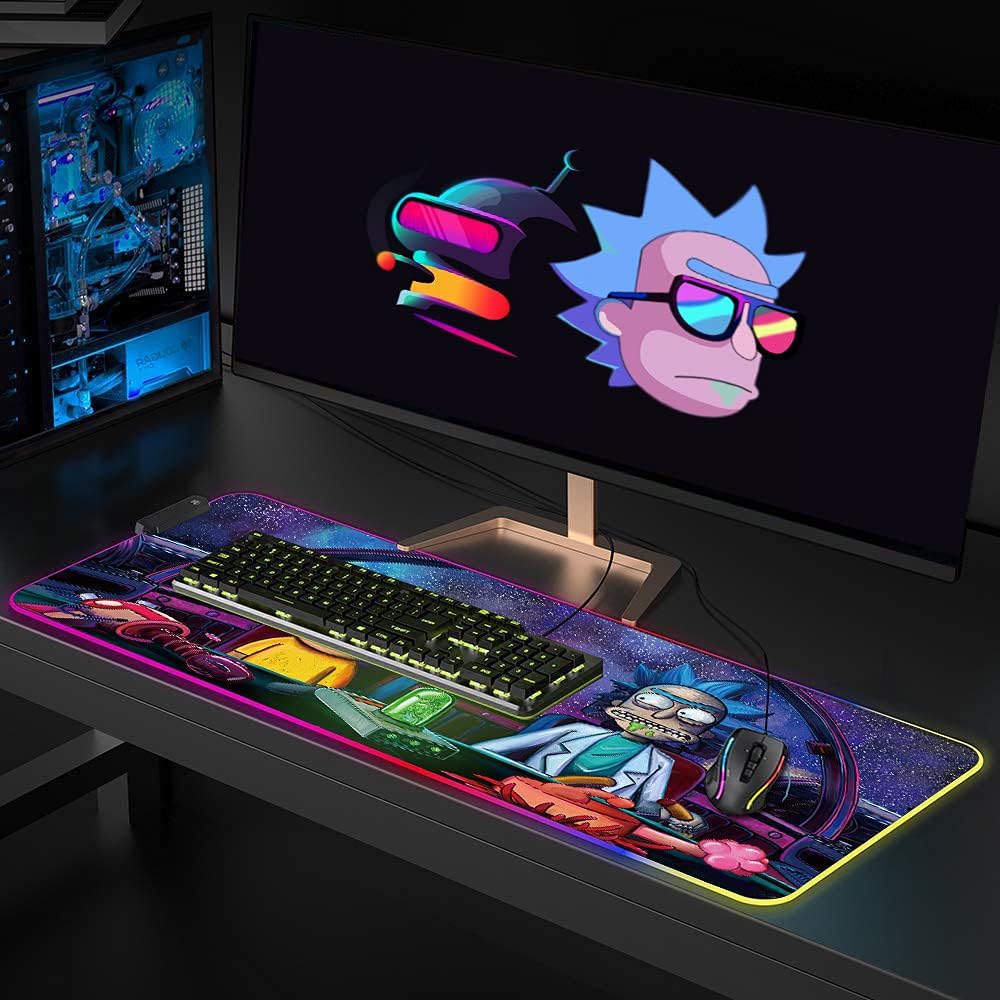 RGB Mouse Pad LED Light Gaming Mouse Pad with Rubber Base Colorful Computer Carpet Desk Mat for PC Laptop (35.4 * 15.7 inch) (90x40rgfeidie) - Image 6