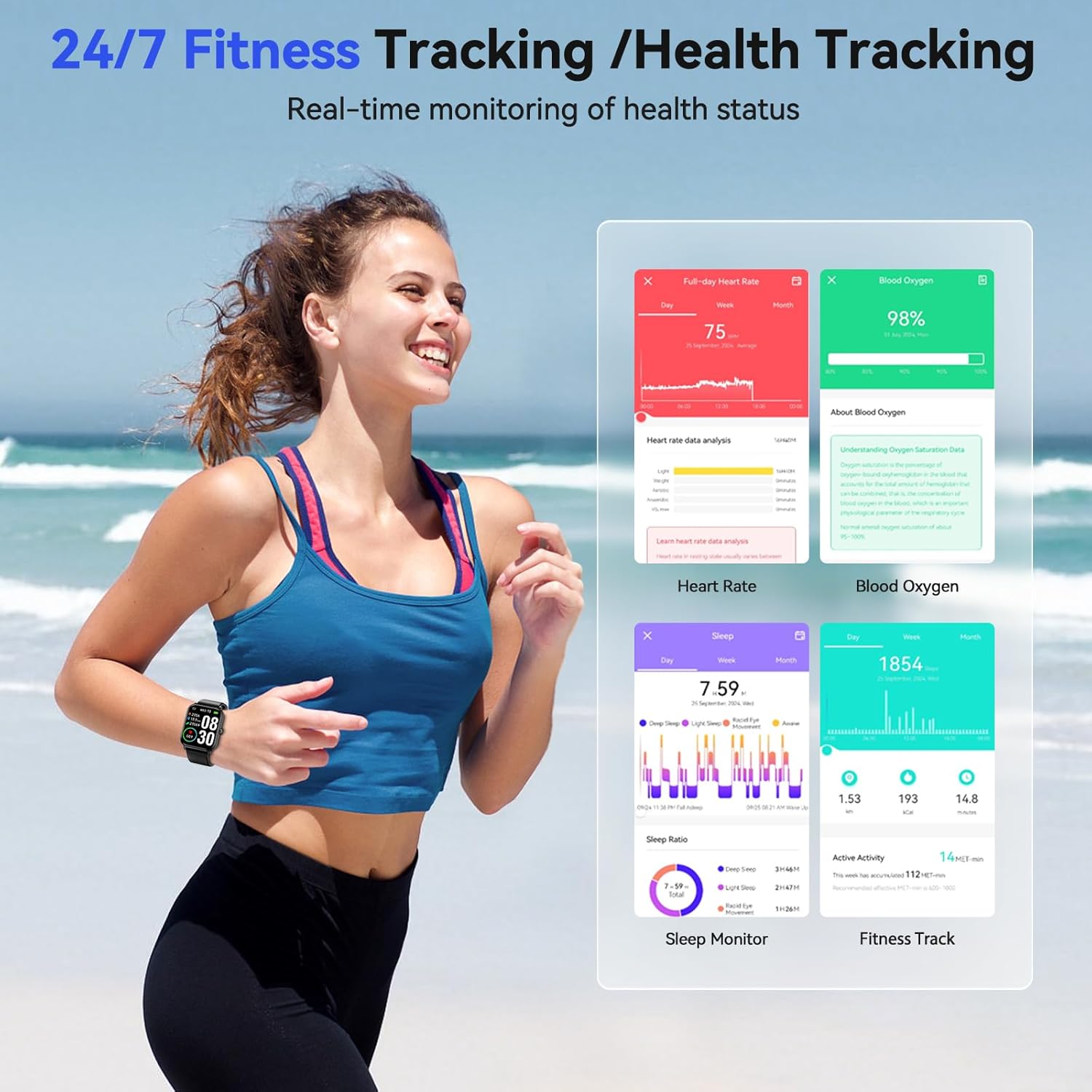 Smart Watch(Answer/Make Call), 1.85'' HD Smartwatch for Men Women, 2025 Fitness Tracker with 100+ Sport Modes, Heart/Sleep Monitor/Pedometer IP68 Waterproof Fitness Watch for Android iOS - Image 4